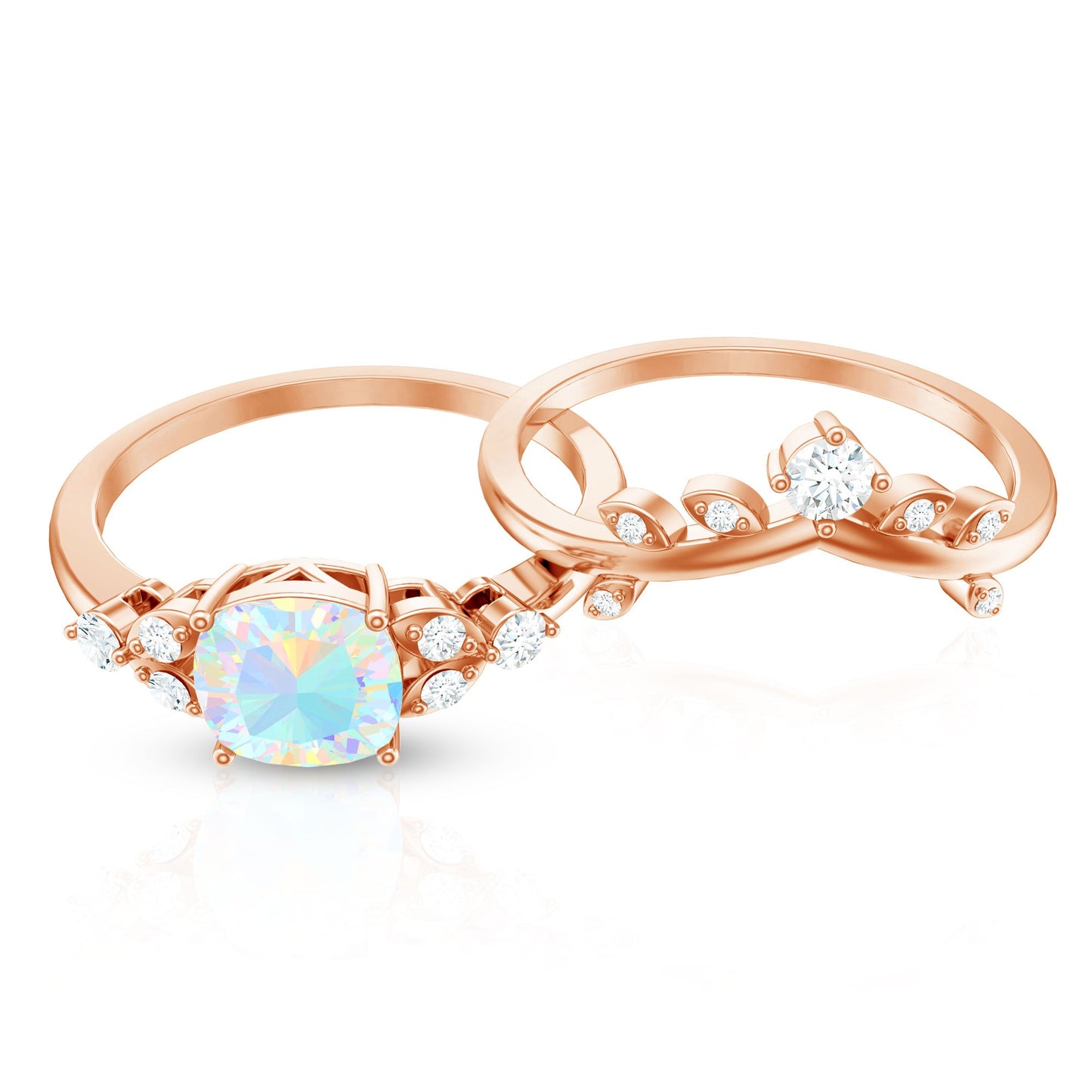 Genuine Ethiopian Opal Engagement Ring with Diamond Enhancer