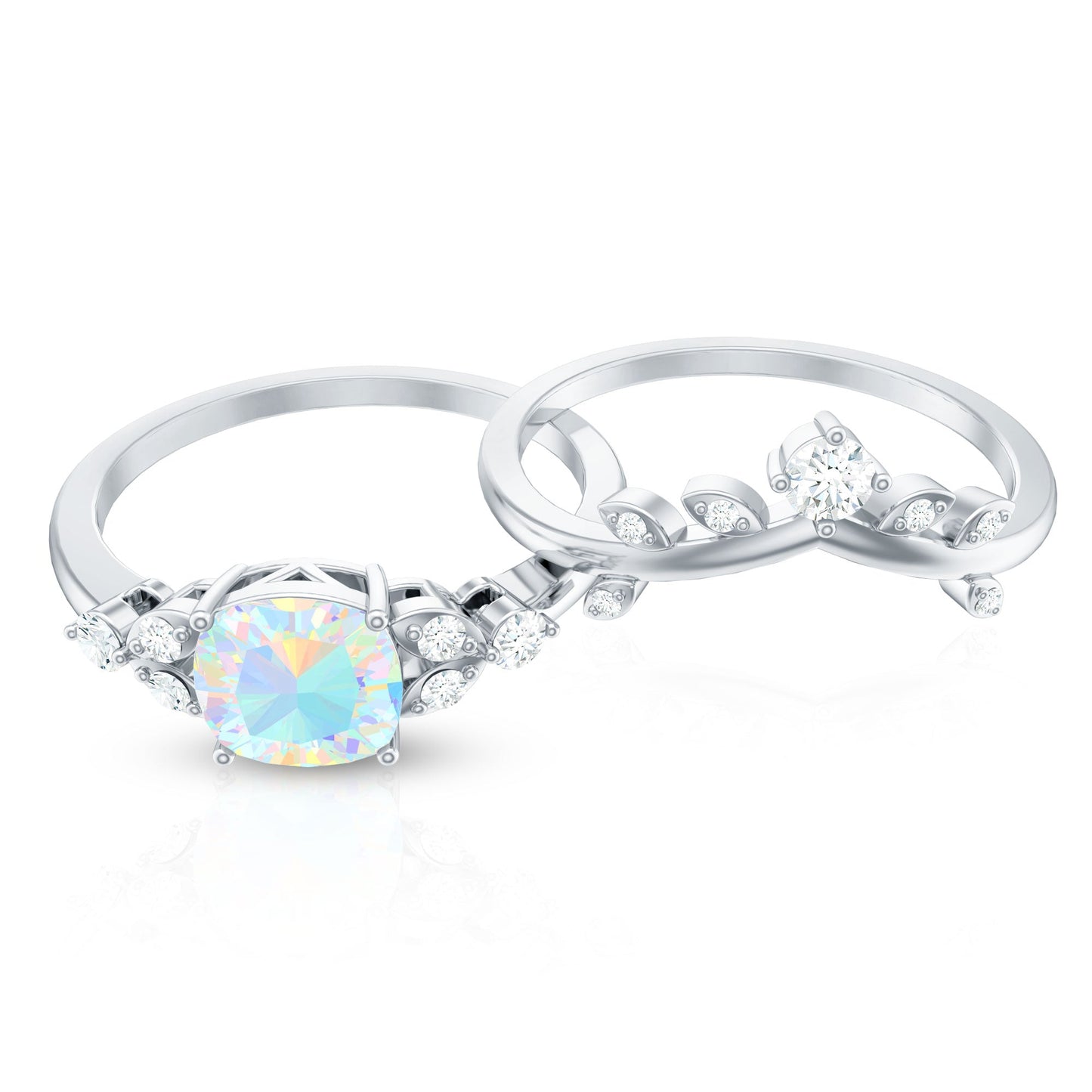 Genuine Ethiopian Opal Engagement Ring with Diamond Enhancer