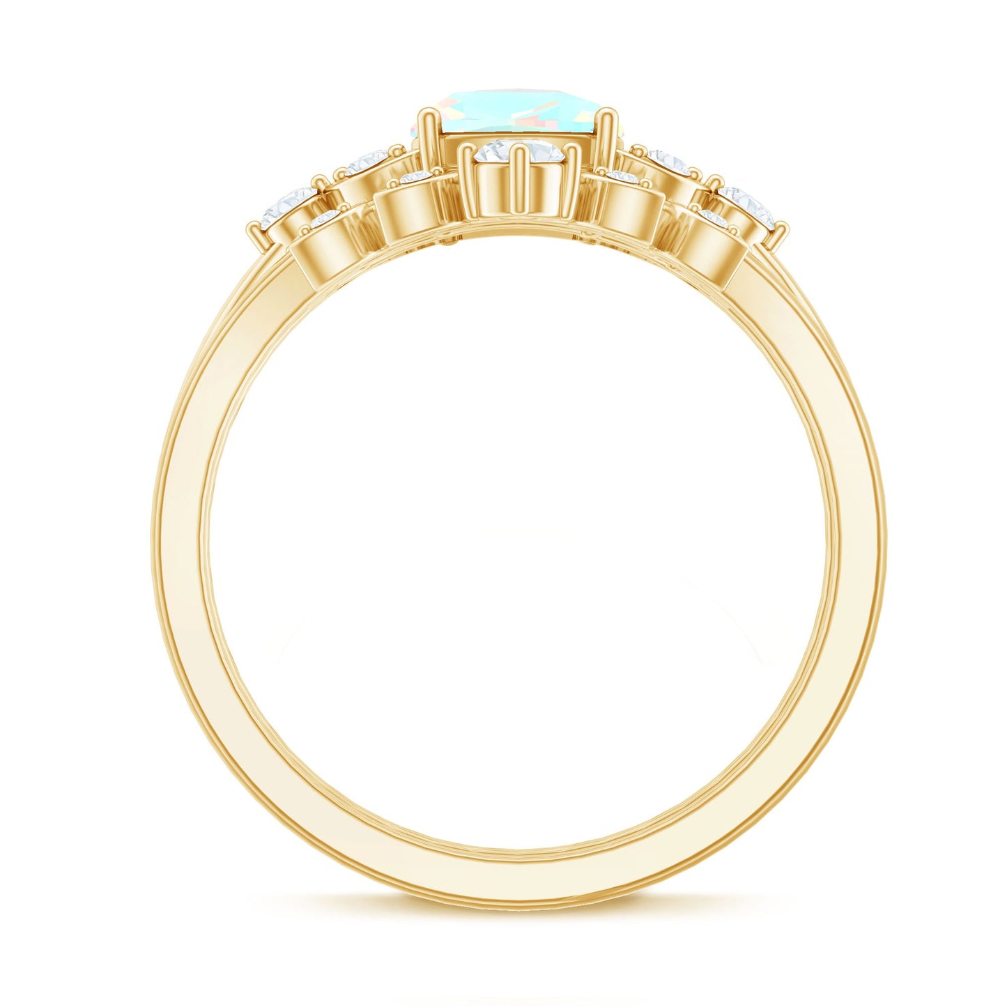 Genuine Ethiopian Opal Engagement Ring with Diamond Enhancer