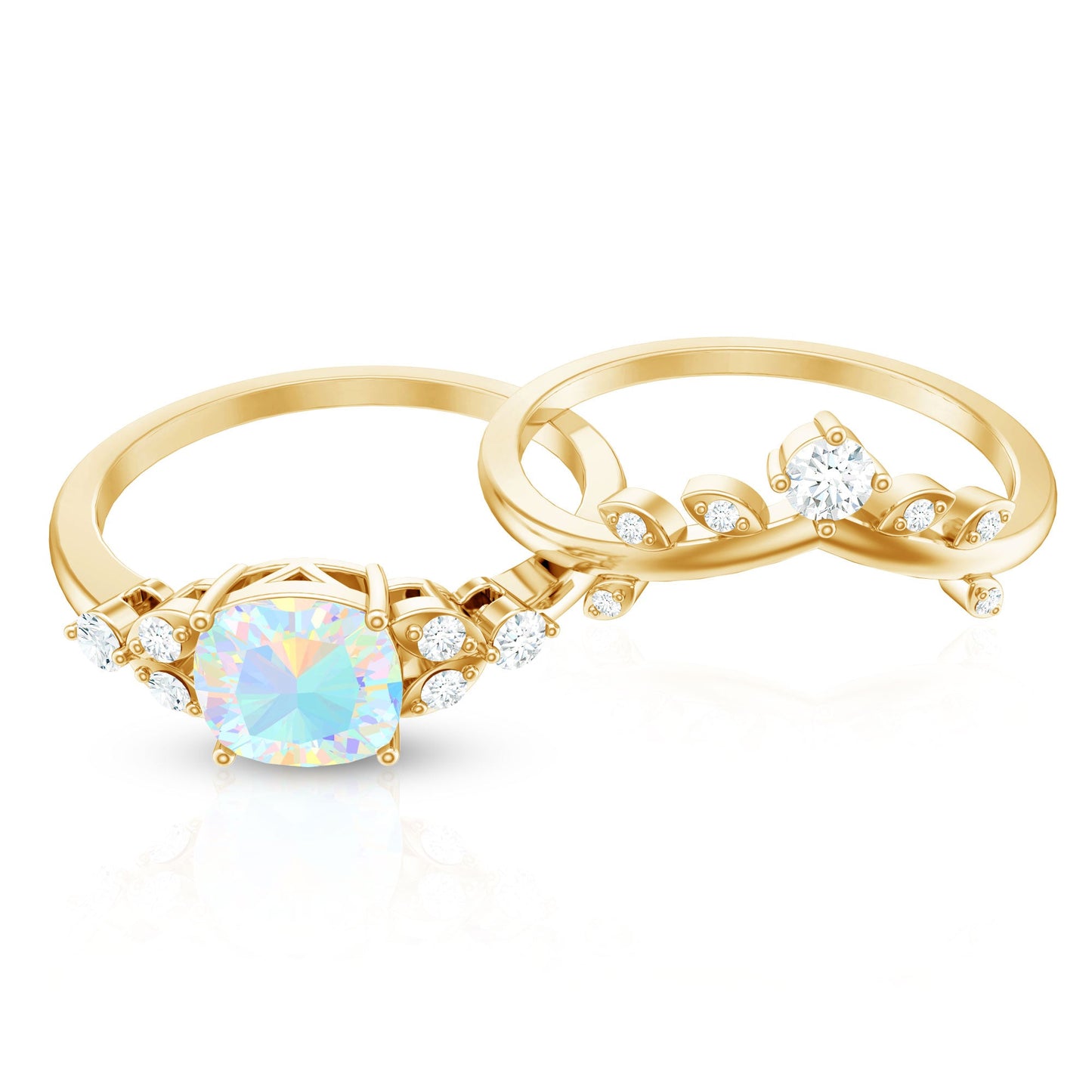 Genuine Ethiopian Opal Engagement Ring with Diamond Enhancer