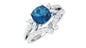 Cushion Cut London Blue Topaz Designer Wedding Ring Set with Diamond Band