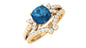 Cushion Cut London Blue Topaz Designer Wedding Ring Set with Diamond Band