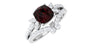 Cushion Cut Garnet and Diamond Designer Wedding Ring Set For Her