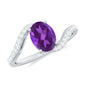 1 Carat Amethyst Oval Engagement Ring with Diamond Bypass Shank