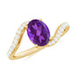 1 Carat Amethyst Oval Engagement Ring with Diamond Bypass Shank