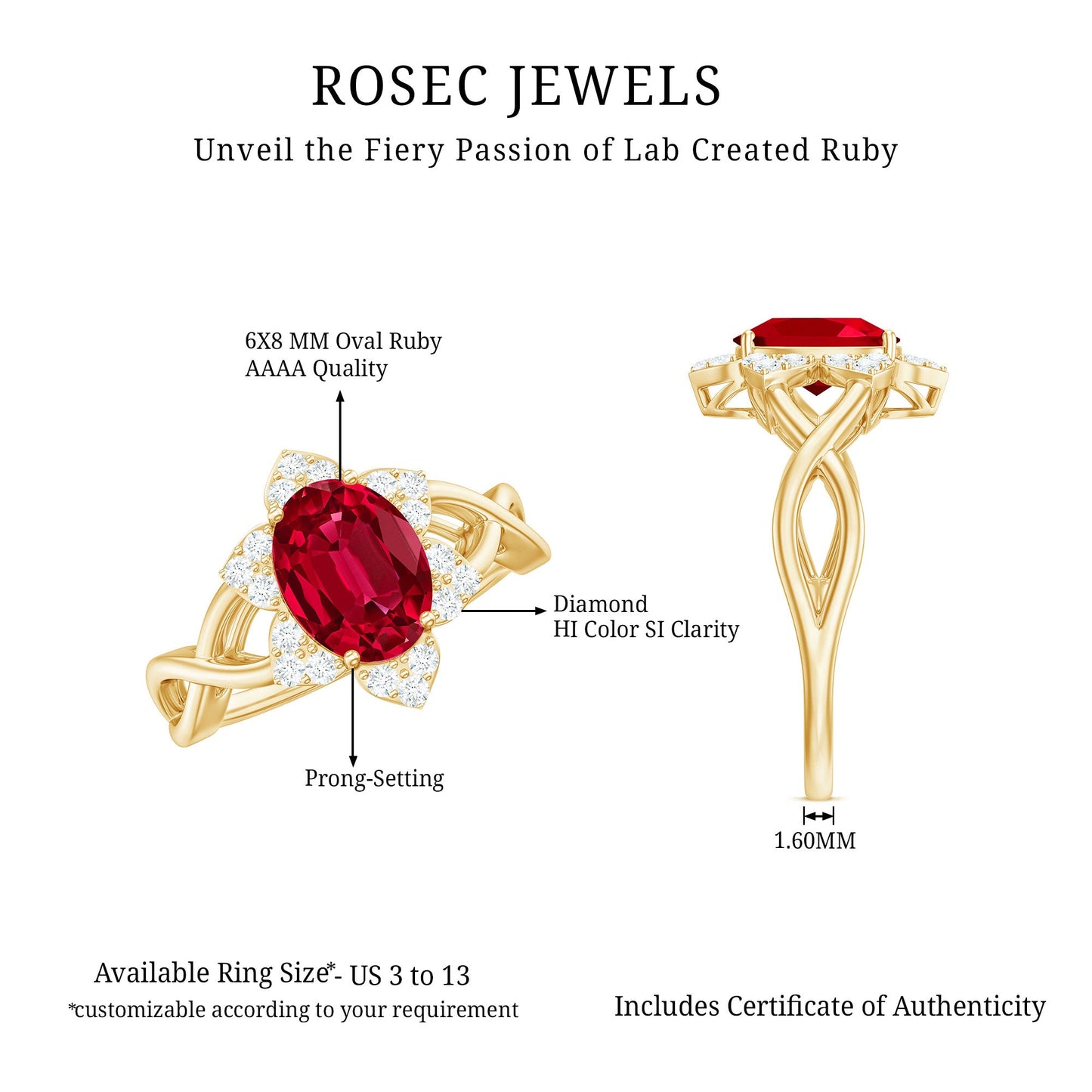Oval Lab Grown Ruby Floral Ring with Diamond Halo