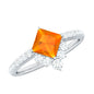 0.5 Carat Designer Fire Opal and Diamond Engagement Ring