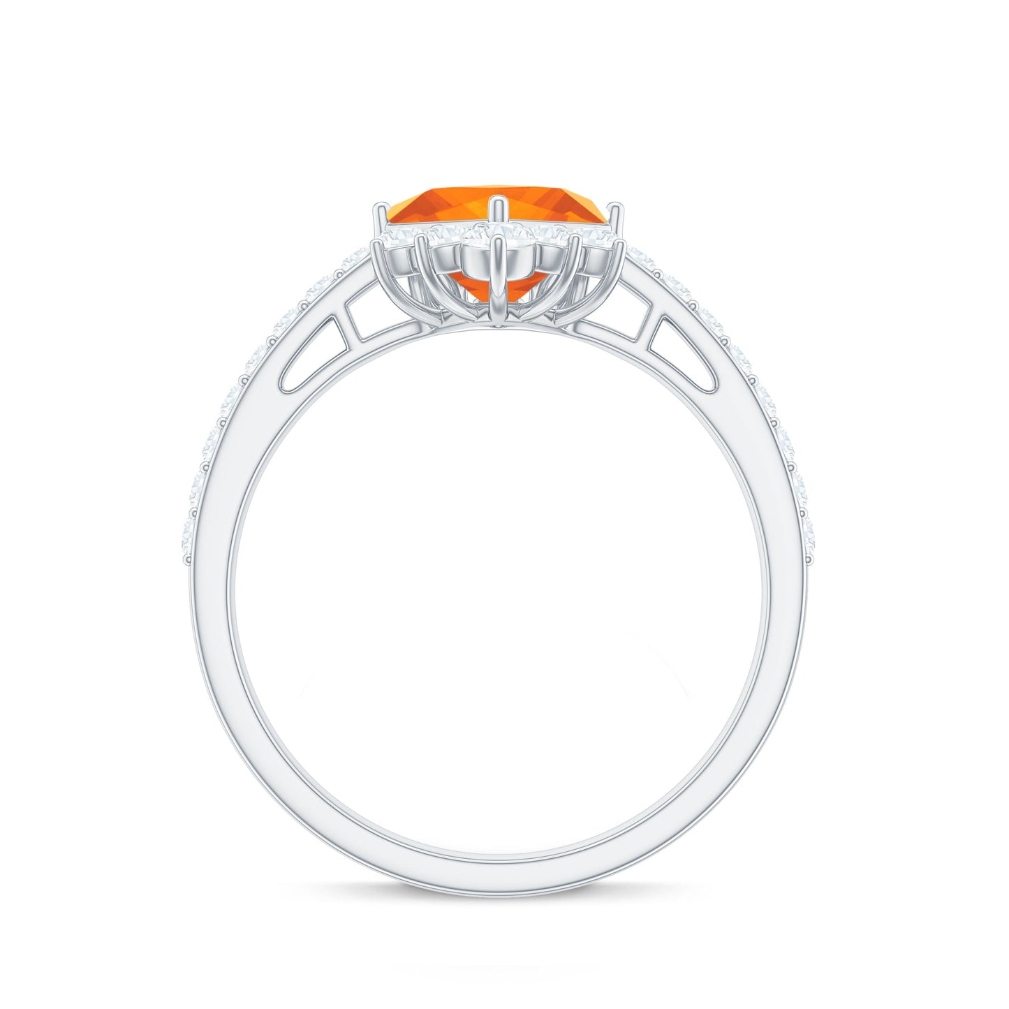0.5 Carat Designer Fire Opal and Diamond Engagement Ring