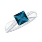 1 Carat Princess Cut London Blue Topaz Solitaire Engagement Ring For Women