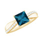 1 Carat Princess Cut London Blue Topaz Solitaire Engagement Ring For Women