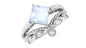 Princess Cut Moonstone Vintage Ring Set with Diamond
