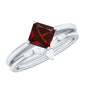1.4 Carat Princess Cut Garnet Solitaire Bridal Ring Set with Diamonds