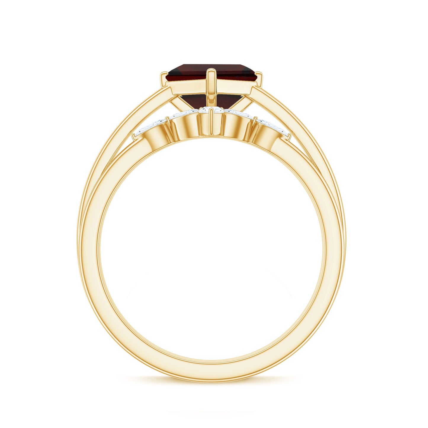 1.4 Carat Princess Cut Garnet Solitaire Bridal Ring Set with Diamonds