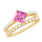 1 Carat Princess Cut Pink Tourmaline Ring with Diamond Wedding Band