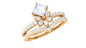 Princess Cut Moonstone and Diamond Flower Ring Set
