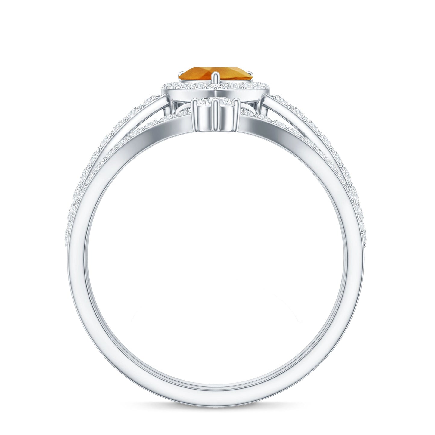 Certified Real Citrine Heart Shape Engagement Ring with Diamond Enhancer