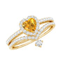 Certified Real Citrine Heart Shape Engagement Ring with Diamond Enhancer