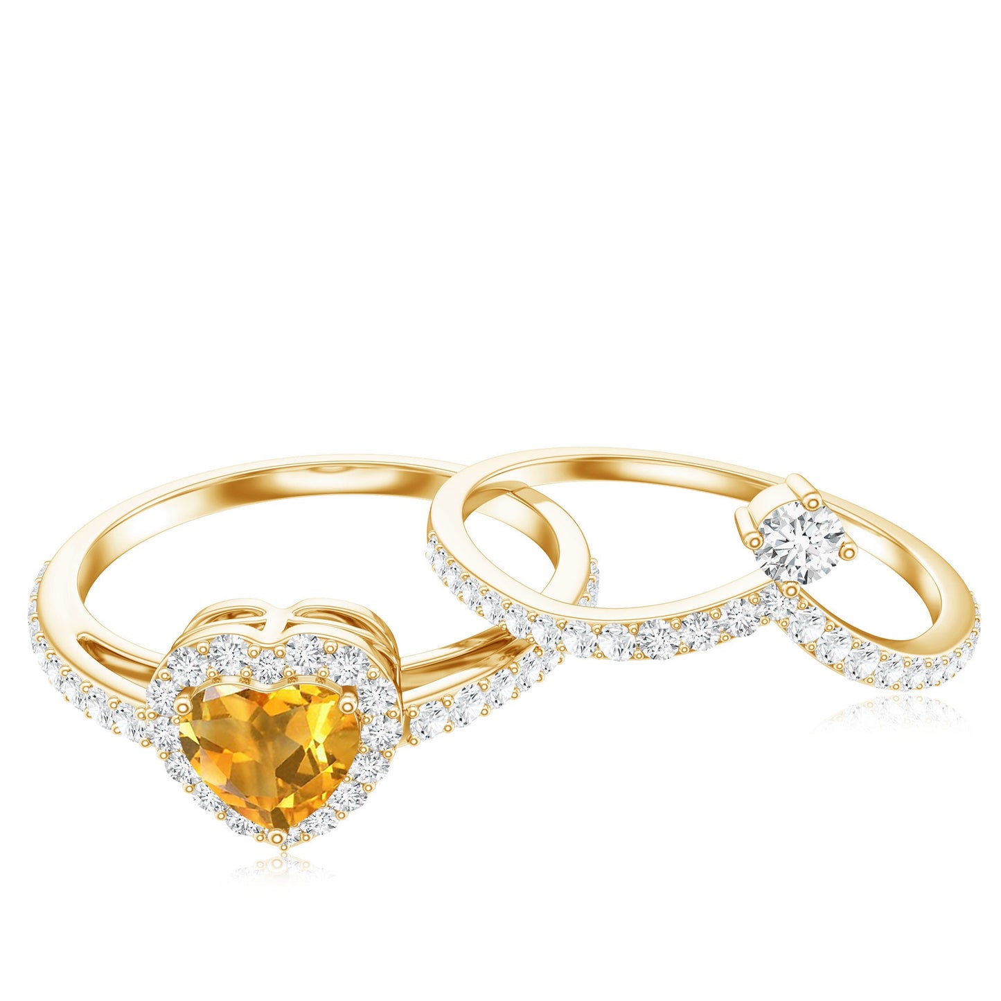 Certified Real Citrine Heart Shape Engagement Ring with Diamond Enhancer