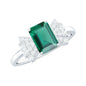 Designer Lab Grown Emerald Cut Emerald Engagement Ring with Bow Diamond