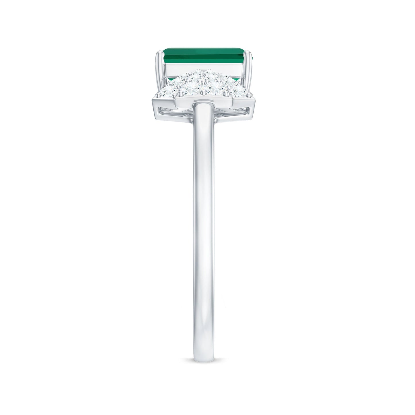 Designer Lab Grown Emerald Cut Emerald Engagement Ring with Bow Diamond