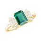 Designer Lab Grown Emerald Cut Emerald Engagement Ring with Bow Diamond