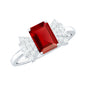 Certified 2.2 Carat Lab Grown Ruby Emerald Cut Engagement Ring with Diamond