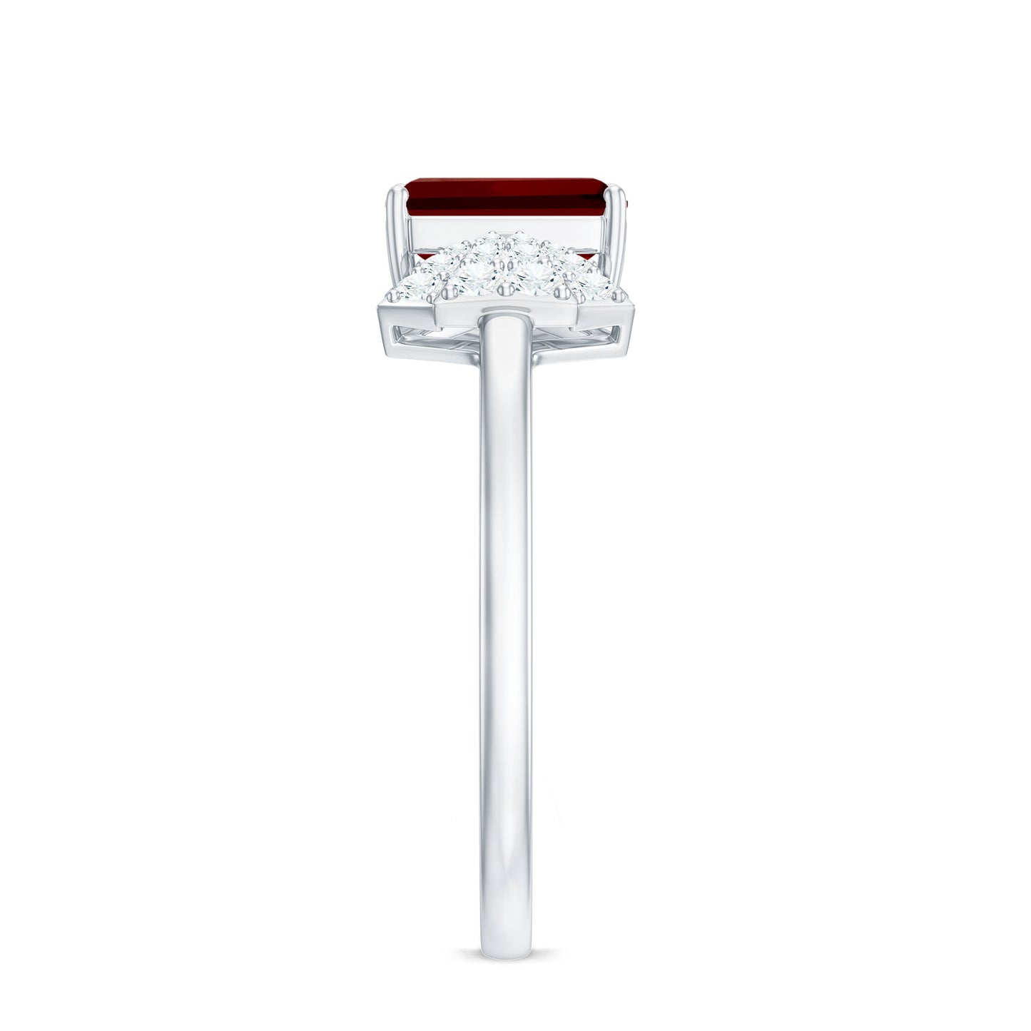 Certified 2.2 Carat Lab Grown Ruby Emerald Cut Engagement Ring with Diamond