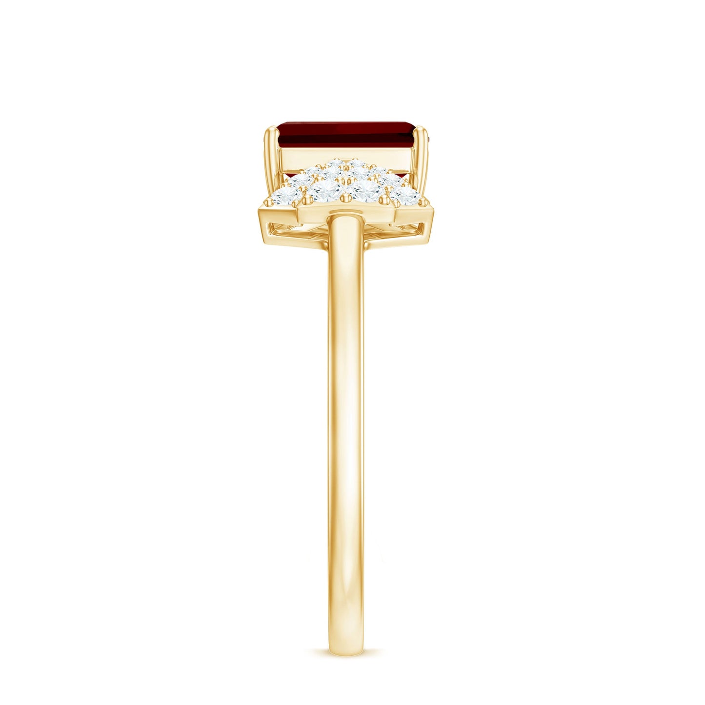 Certified 2.2 Carat Lab Grown Ruby Emerald Cut Engagement Ring with Diamond