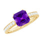 Real 3 Carat Amethyst Asscher Cut Engagement Ring with Diamond