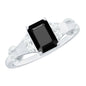 Emerald Cut Black Onyx Engagement Ring with Diamond