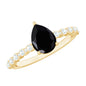 Pear Shape Black Onyx Solitaire Promise Ring with Diamond