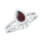 Natural 0.8 Carat Pear Shape Garnet Diamond Wedding Engagement Ring Set