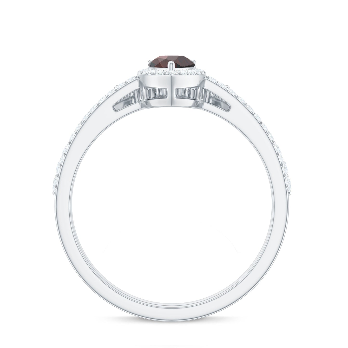 Natural 0.8 Carat Pear Shape Garnet Diamond Wedding Engagement Ring Set