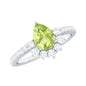 Natural 1 Carat Peridot Teardrop Engagement Ring with Diamond Half Halo