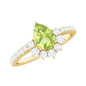 Natural 1 Carat Peridot Teardrop Engagement Ring with Diamond Half Halo