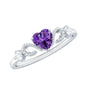 Natural 0.9 Carat Amethyst Heart Promise Ring with Diamond