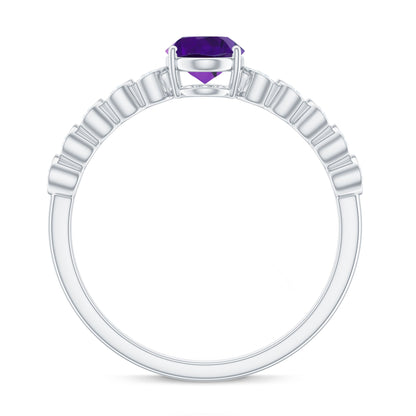 1 Carat Real Amethyst Oval Engagement Ring with Diamond