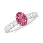 1 Carat Oval Pink Tourmaline Solitaire Engagement Ring with Diamond