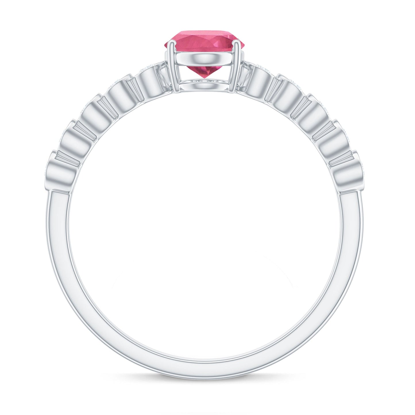 1 Carat Oval Pink Tourmaline Solitaire Engagement Ring with Diamond
