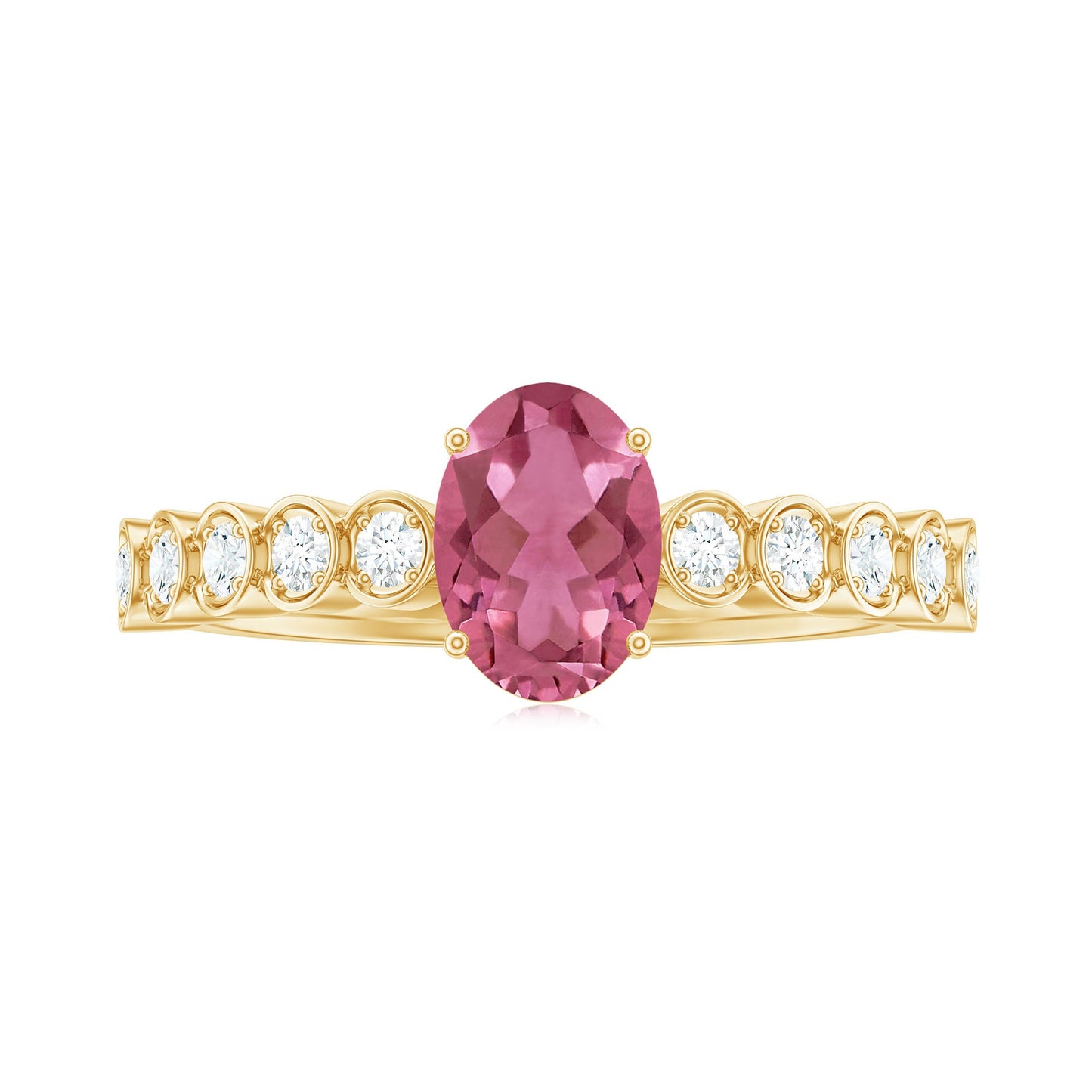 1 Carat Oval Pink Tourmaline Solitaire Engagement Ring with Diamond