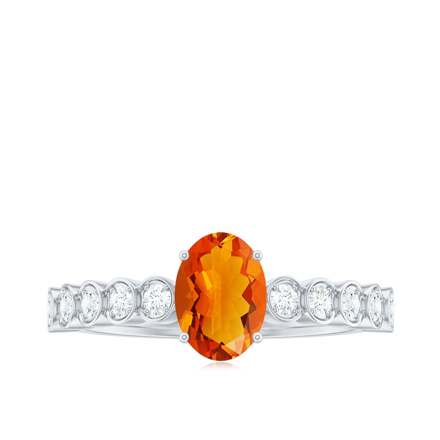 0.6 Carat Oval Fire Opal Solitaire Engagement Ring with Diamond
