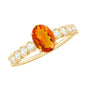 0.6 Carat Oval Fire Opal Solitaire Engagement Ring with Diamond