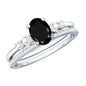 Certified Oval Lab Grown Black and White Diamond Wedding Engagement Ring Set