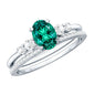 Certified Oval Lab Grown Emerald Diamond Engagement Ring Set