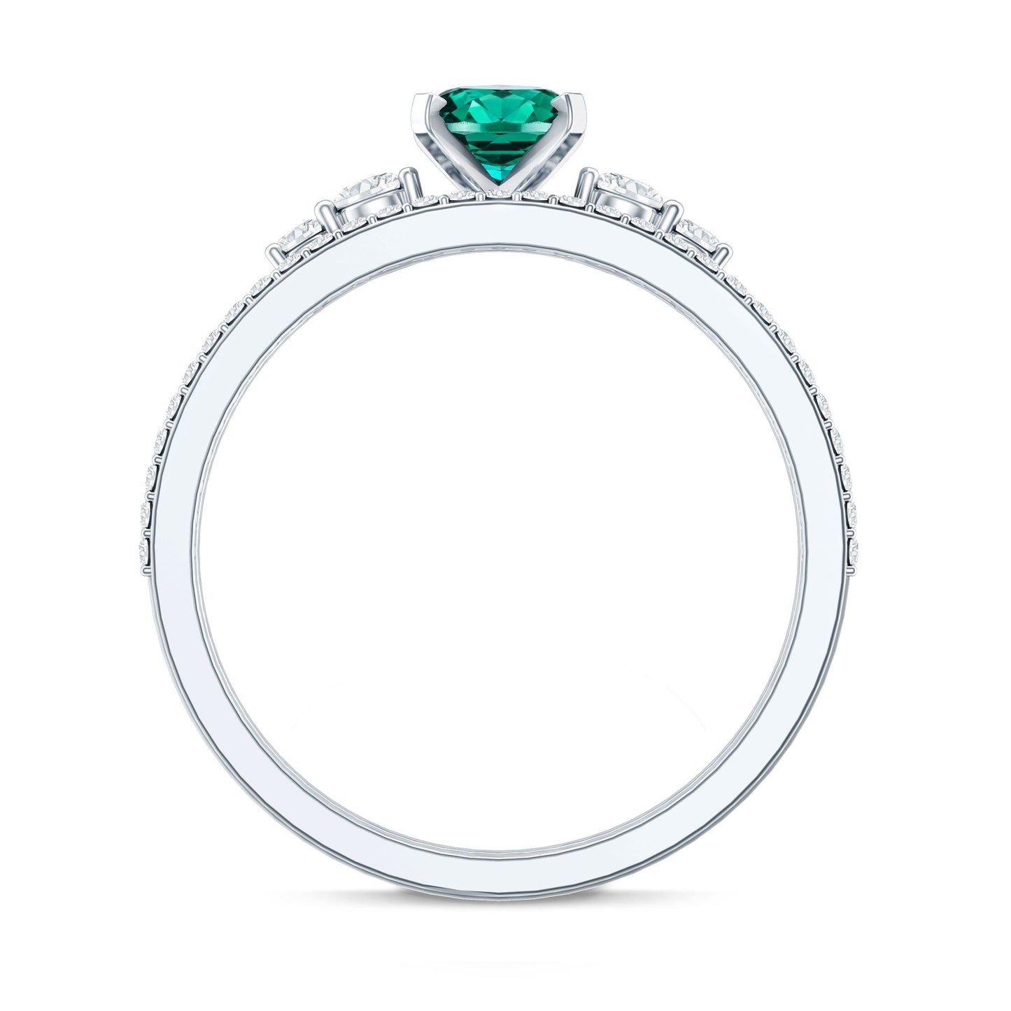 Certified Oval Lab Grown Emerald Diamond Engagement Ring Set