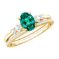 Certified Oval Lab Grown Emerald Diamond Engagement Ring Set