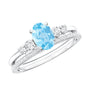 1 Carat Oval Shape Aquamarine Wedding Ring Set with Diamond