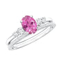 Oval Pink tourmaline Ring with Diamond Wedding Band