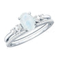 Oval Moonstone Solitaire Ring Set with Diamond