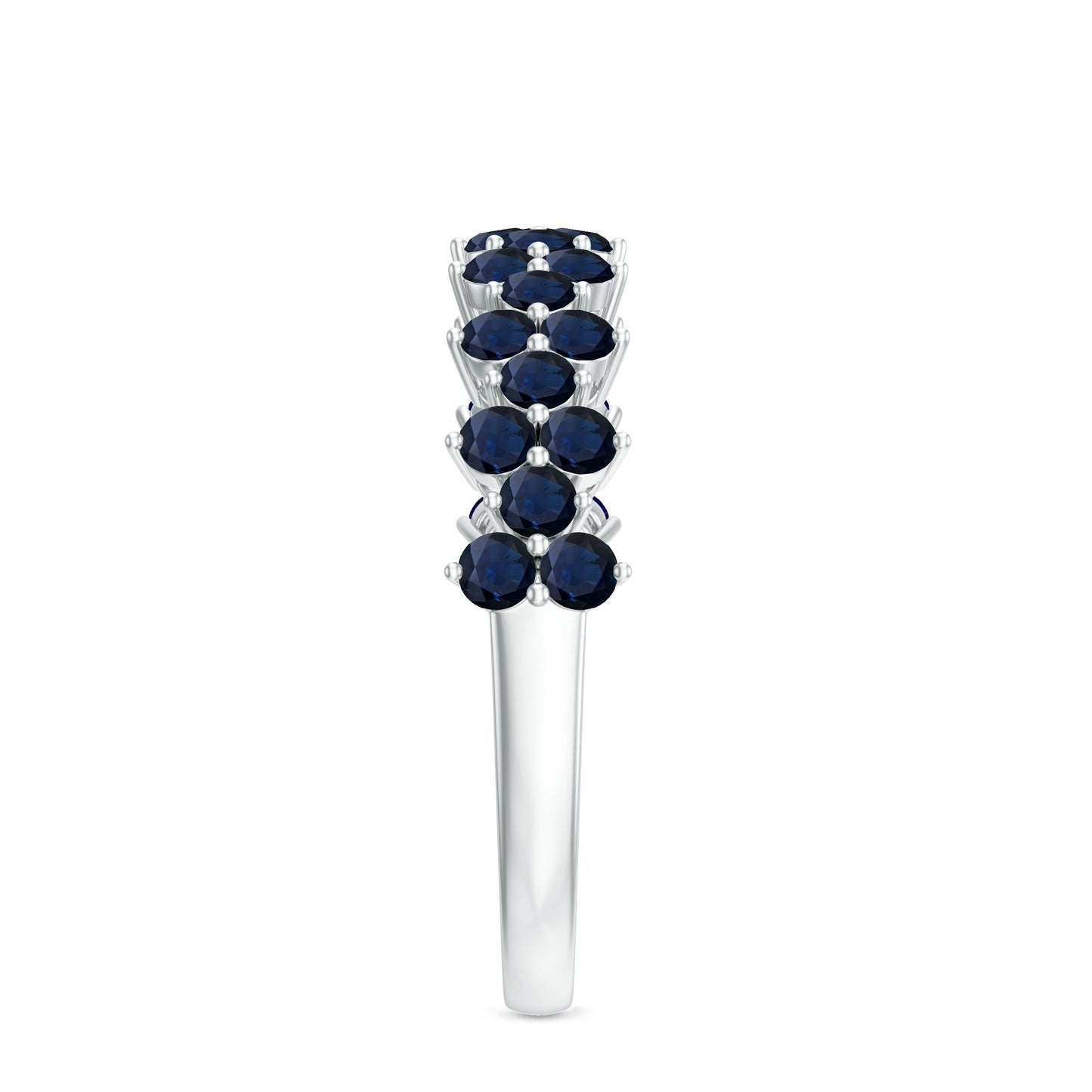 Natural Blue Sapphire Half Eternity Anniversary Ring